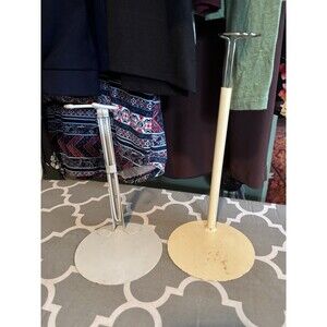Lot of 2 Metal Adjustable Vintage  Doll Stands One Kaiser Display One Unmarked